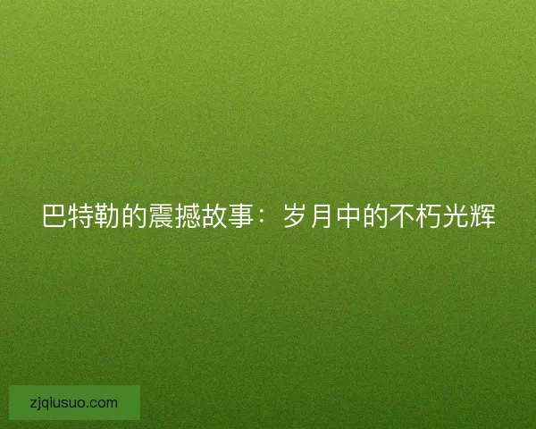 巴特勒的震撼故事:岁月中的不朽光辉 巴特勒的震撼故事:岁月中的不朽光辉