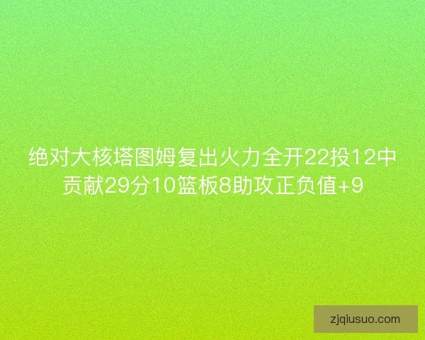 绝对大核塔图姆复出火力全开22投12中贡献29分10篮板8助攻正负值+9