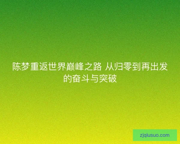 陈梦重返世界巅峰之路 从归零到再出发的奋斗与突破