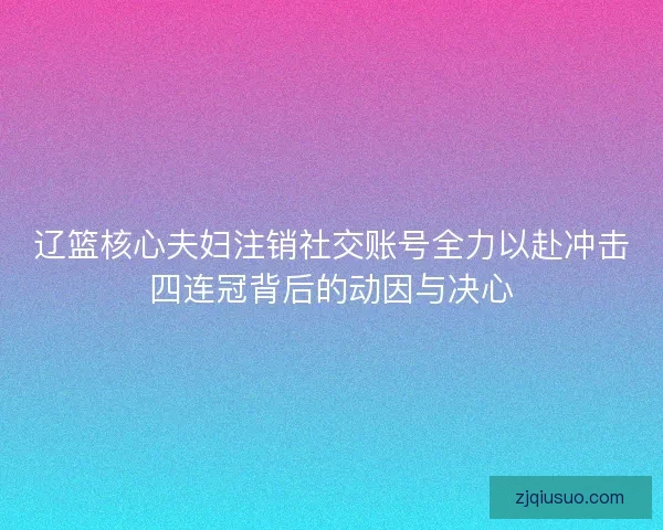 辽篮核心夫妇注销社交账号全力以赴冲击四连冠背后的动因与决心